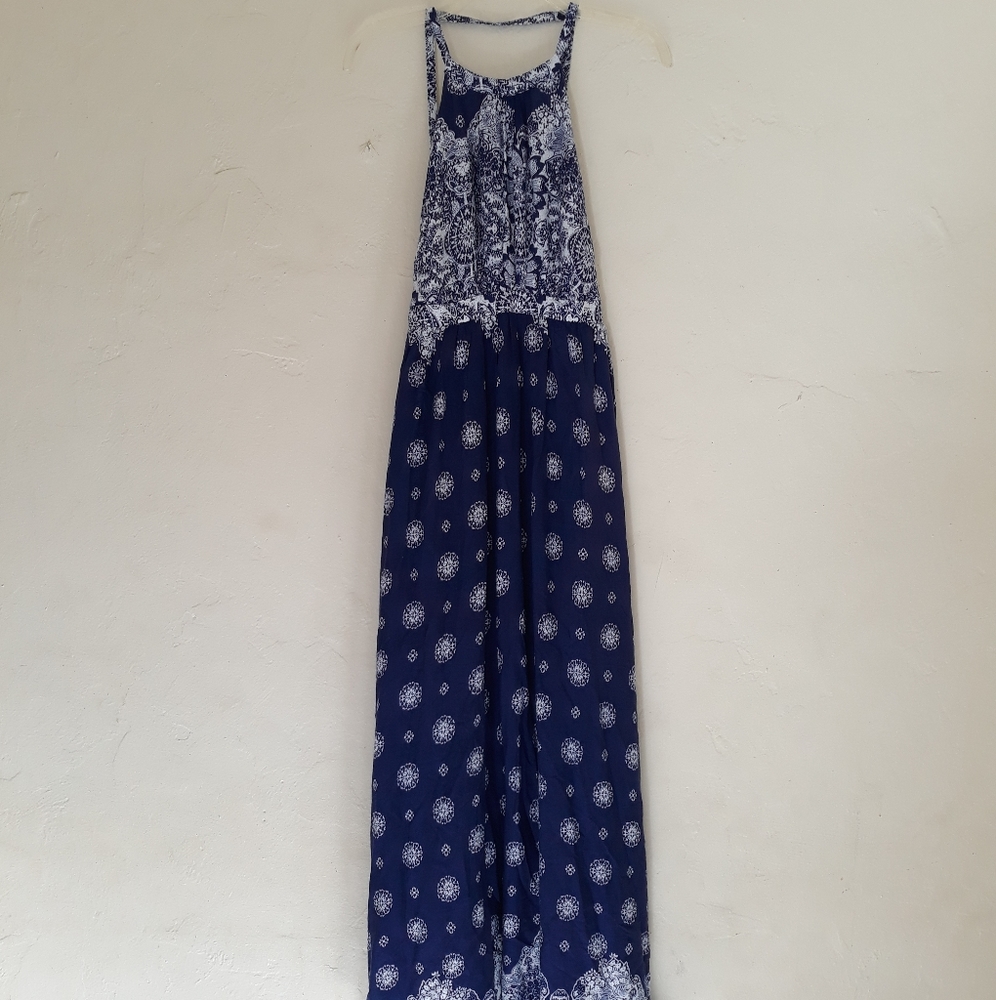 AAKAA BLUE PRINTED MAXI DRESS - Picture 2 of 8